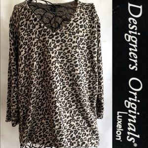 Leopard Print Sweater, V Neck